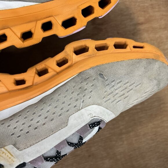 On Running Athletic Shoes in Cream and Orange - Picture 7 of 11